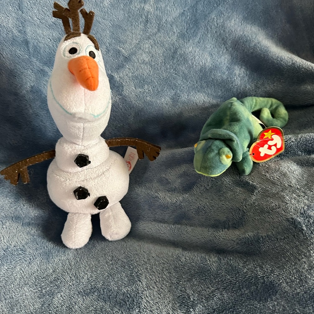 TY Olaf and Bruni Chameleon Plush Frozen Toy Set